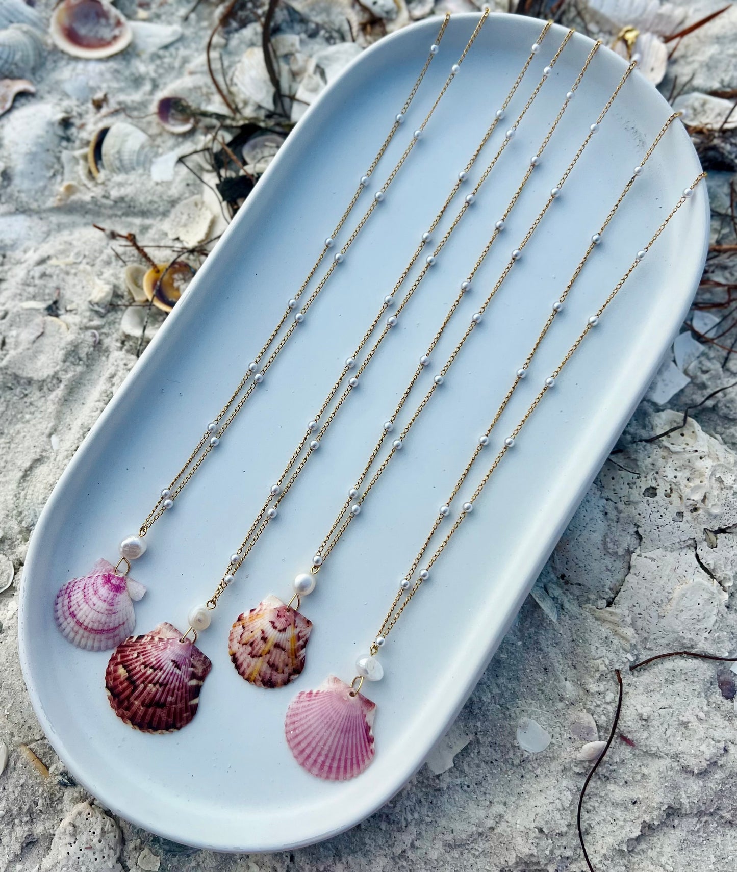 Palms + Pearls Shell Necklace