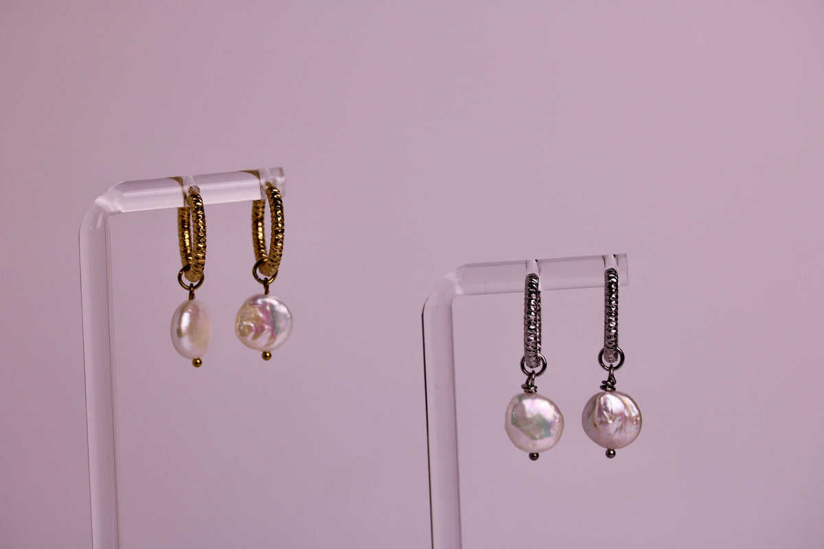 Carrie's Pearl Hoops