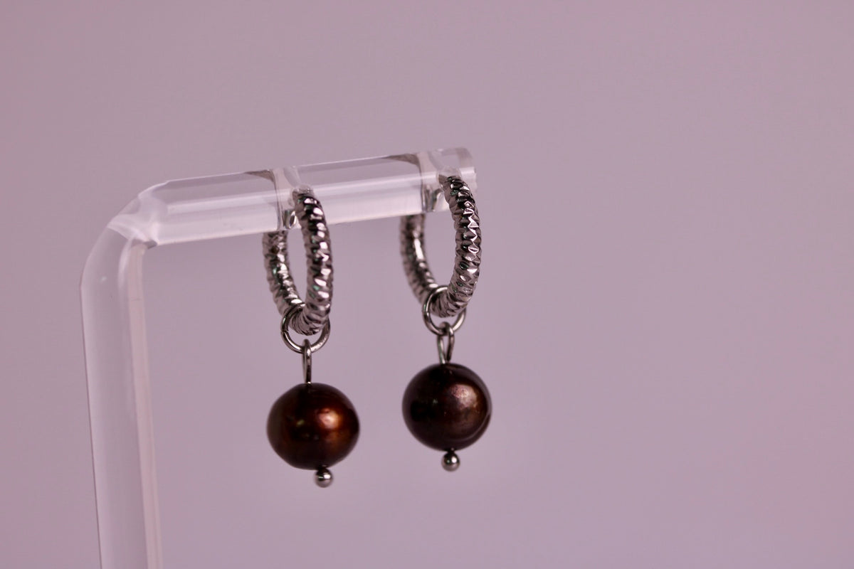 Cocoa Pearl Hoops