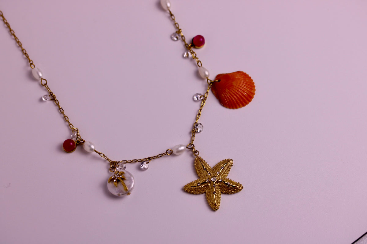 Sunset Souvenir Seashell Charm Necklace
