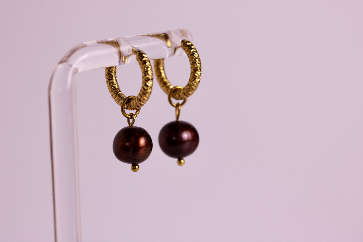Cocoa Pearl Hoops