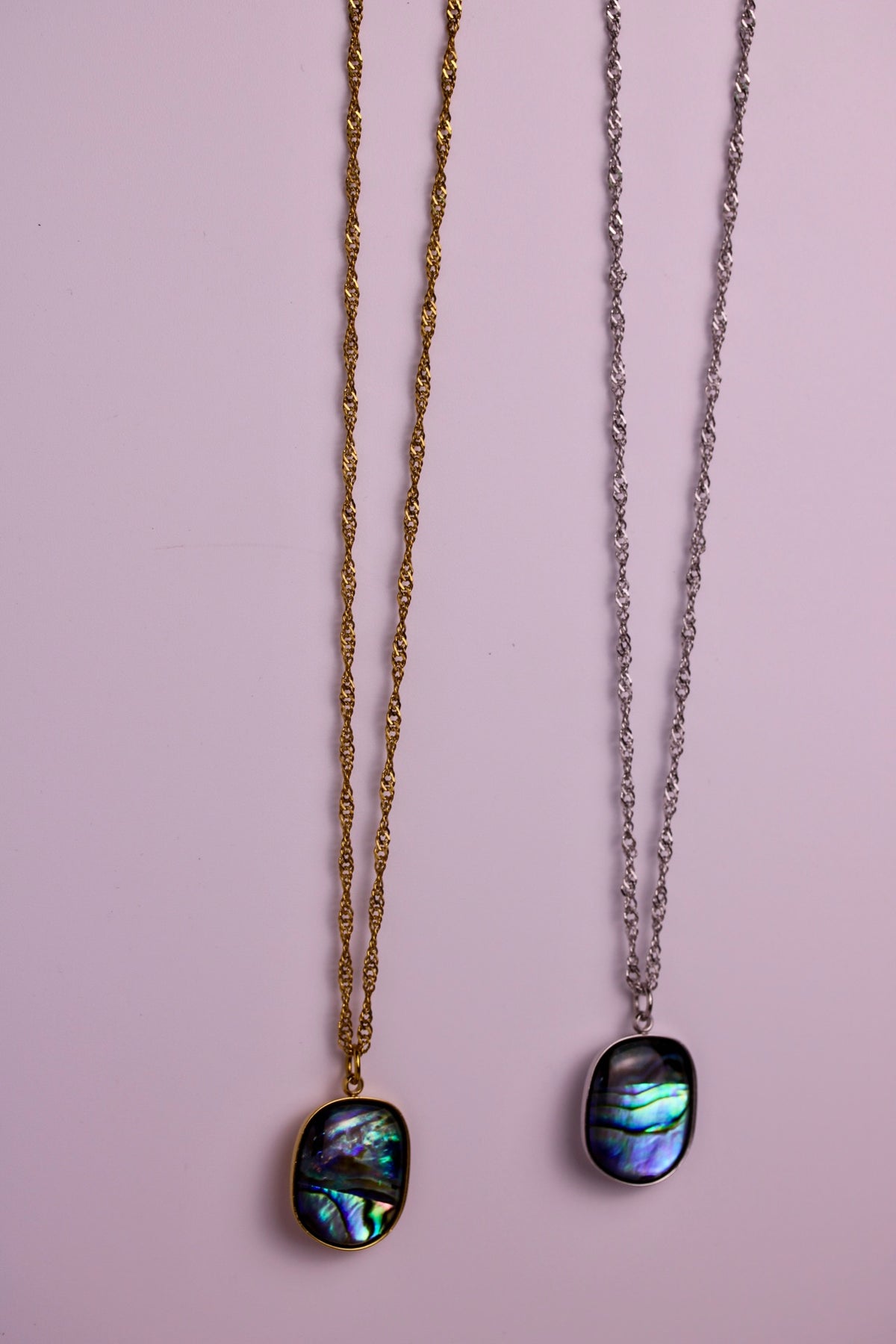 Abalone Necklace in Silver + Gold