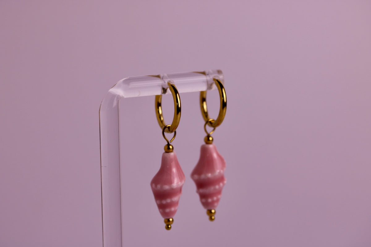Ceramic Seashell Hoops in Various Colors