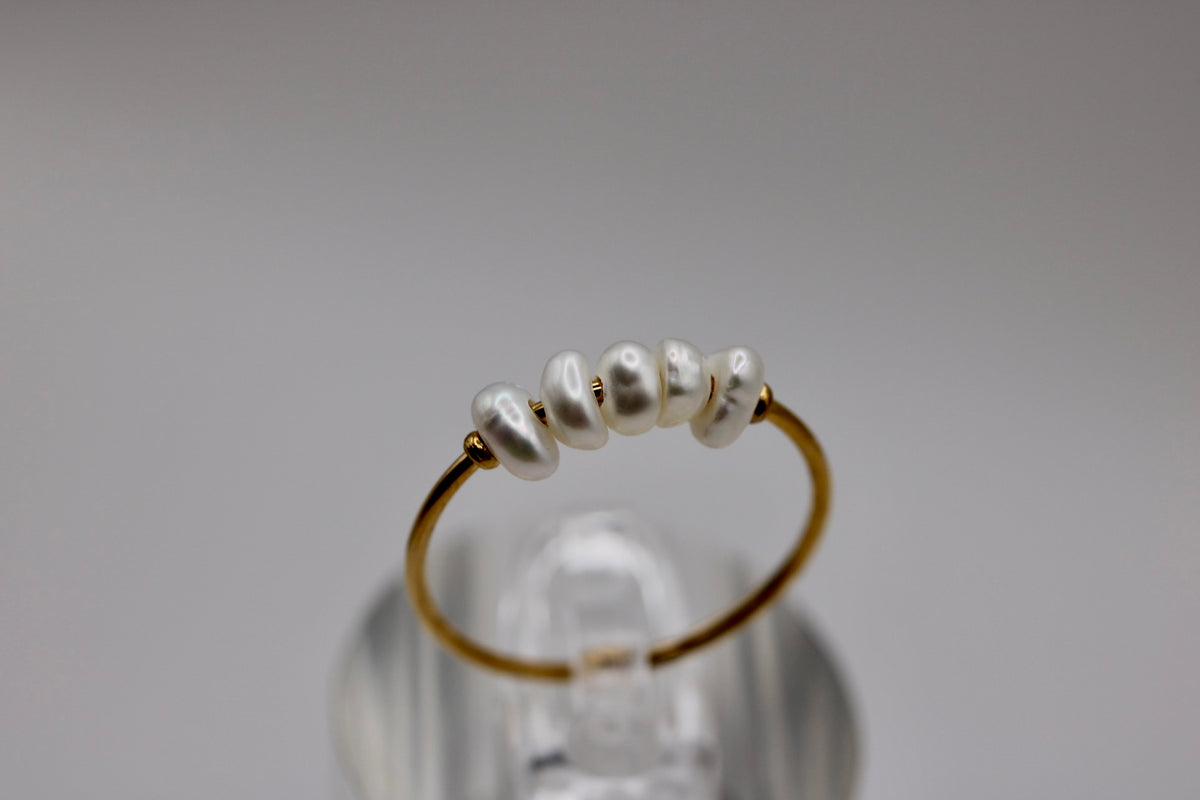 Pearl Cluster Ring in Silver + Gold