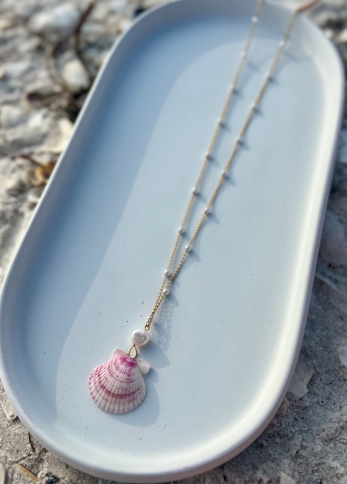 Palms + Pearls Shell Necklace