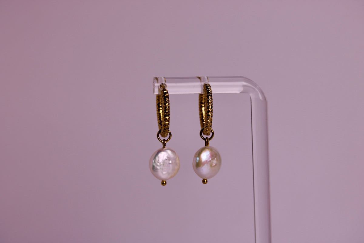 Carrie's Pearl Hoops