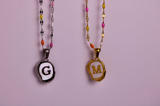 The Seaside Initial Necklace - Saltwater Confetti Edition