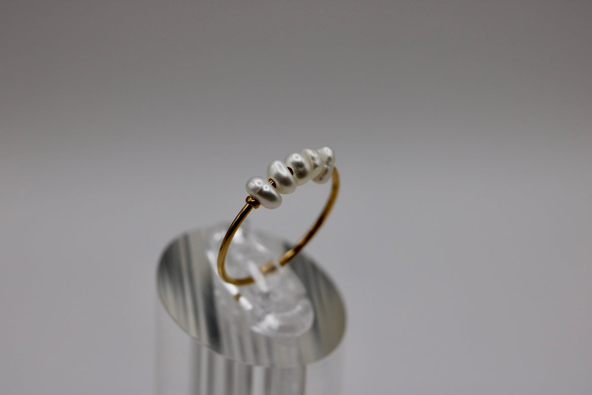 Pearl Cluster Ring in Silver + Gold
