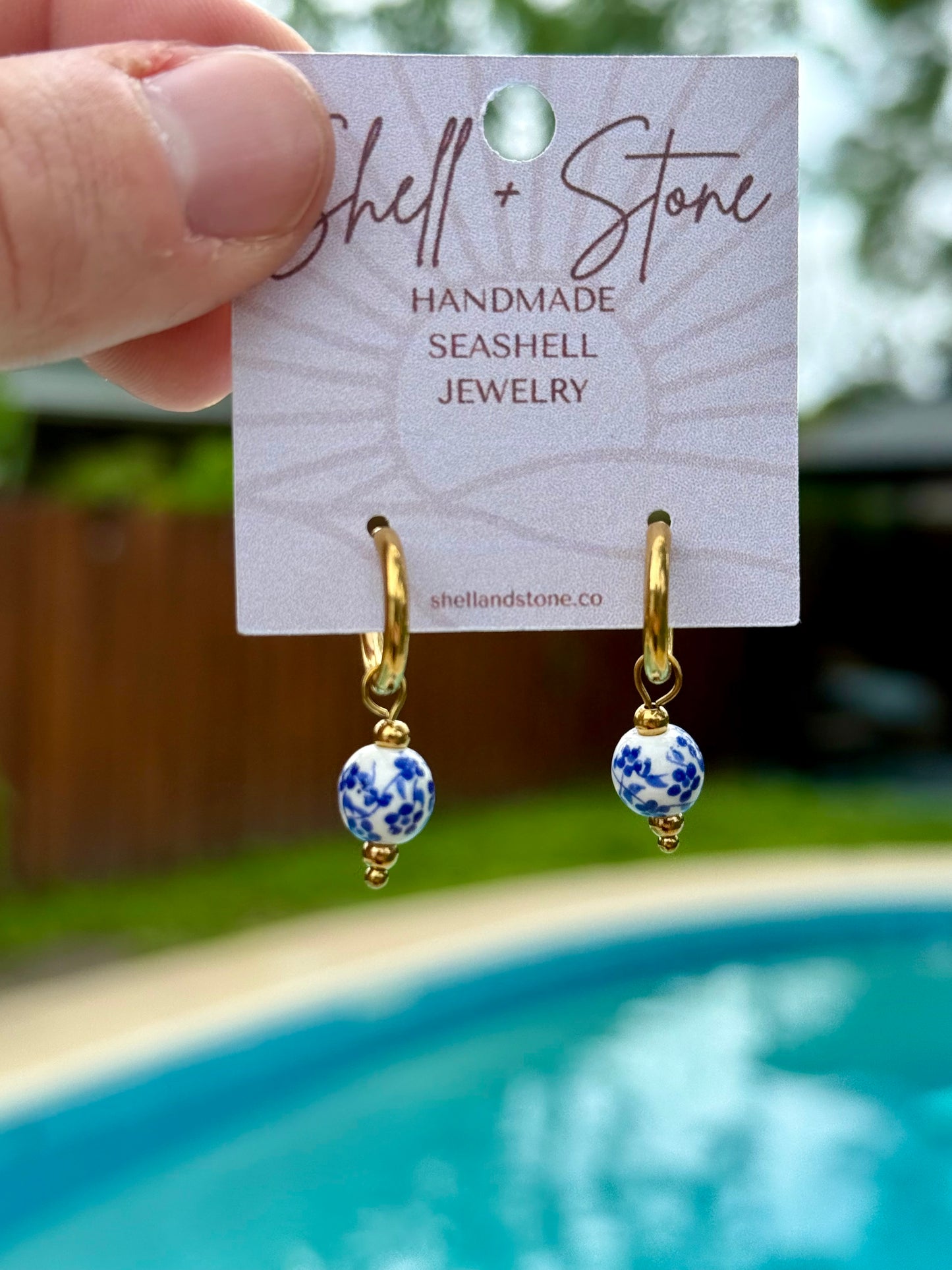 Seaside Porcelain Hoops
