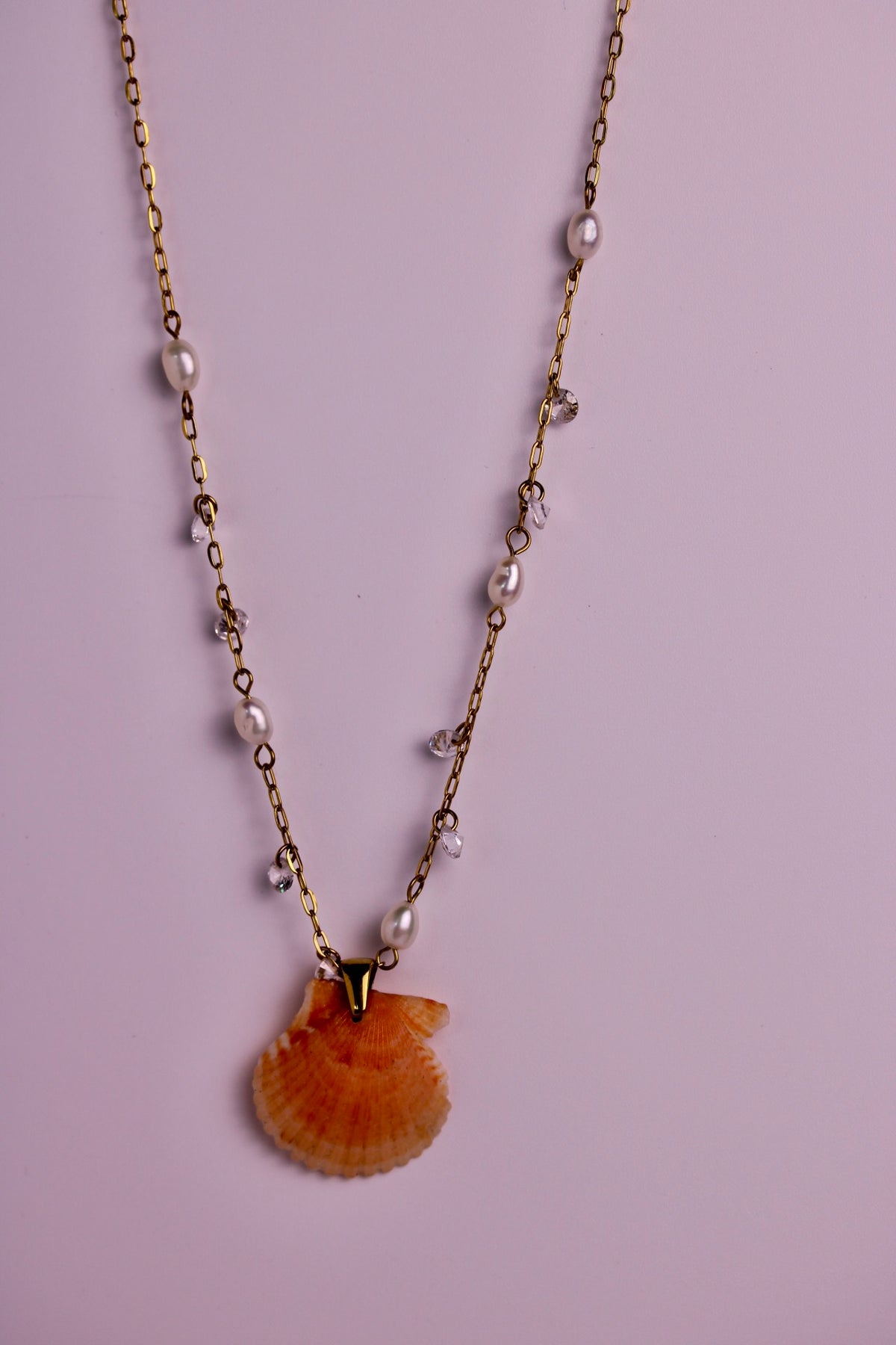 Pearl Kissed Scallop Necklace