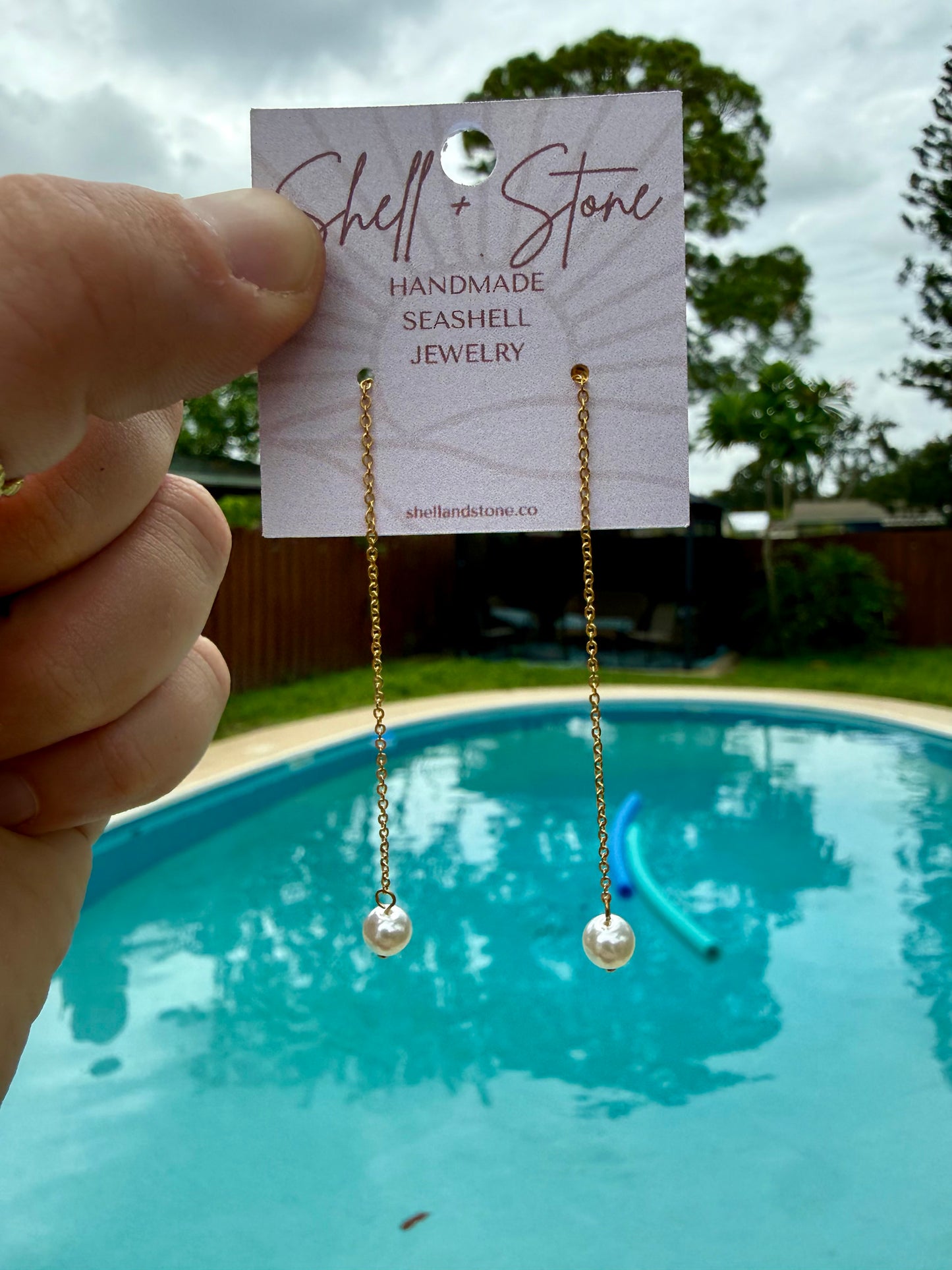 Sunset Pearl Drop Studs