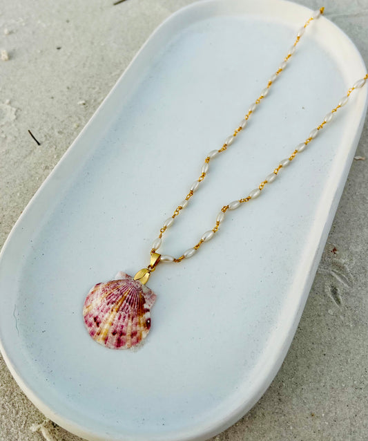 Palms + Pearls Shell Necklace