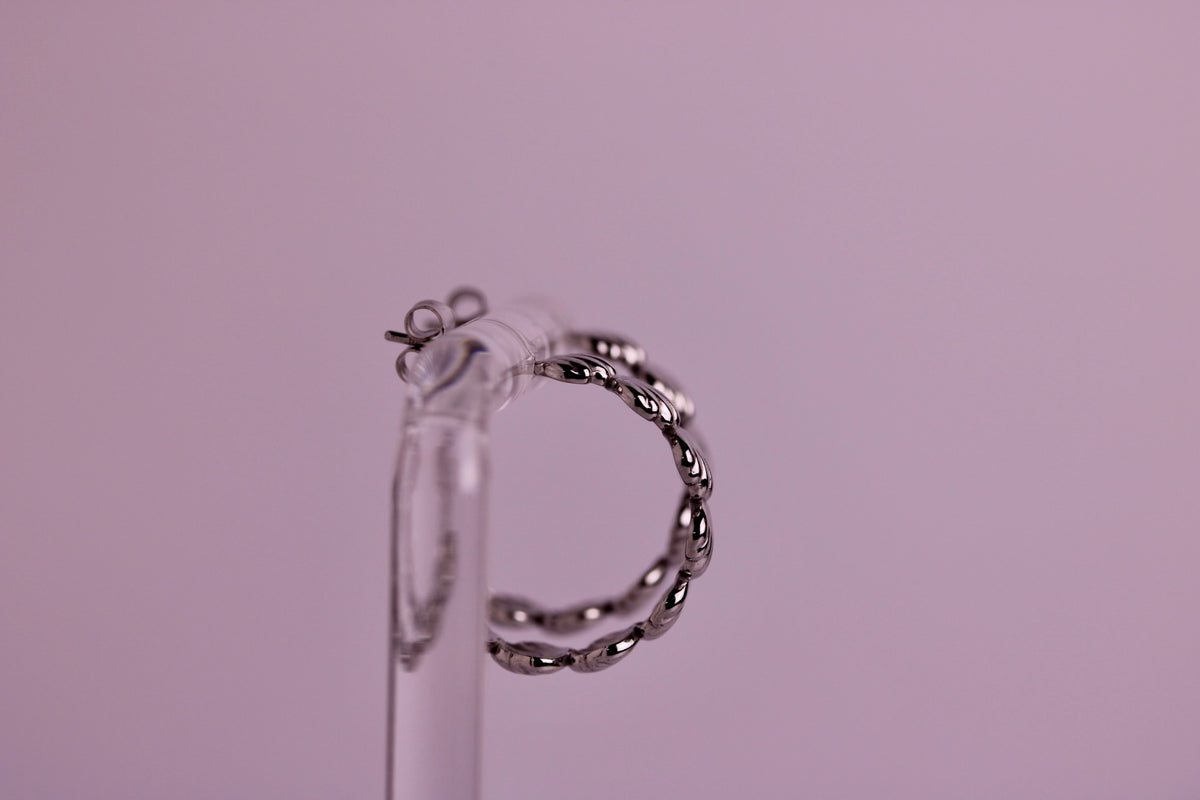 Seashell Half Hoop Stud in Silver + Gold