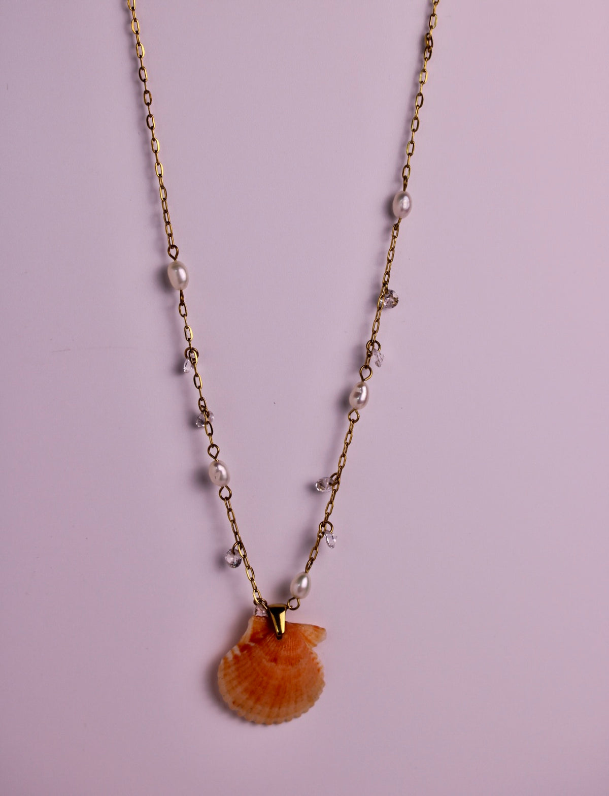 Pearl Kissed Scallop Necklace