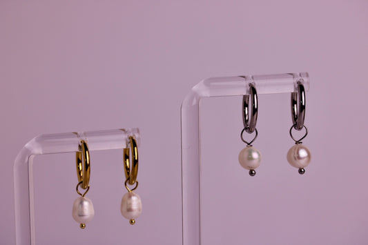 Pearl Drop Hoops