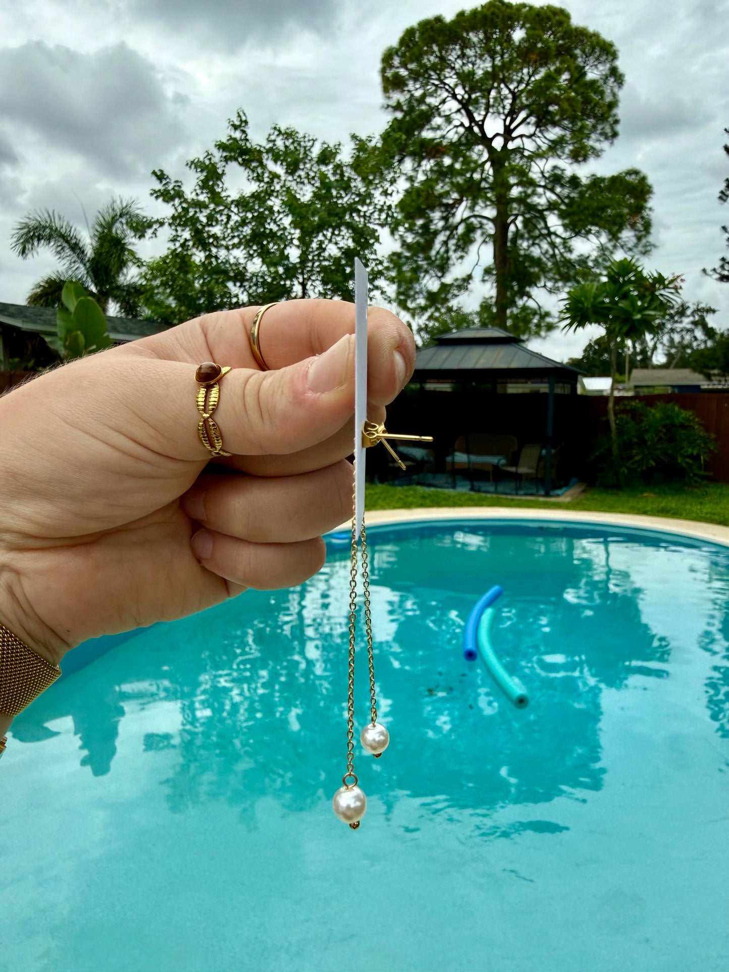 Sunset Pearl Drop Studs