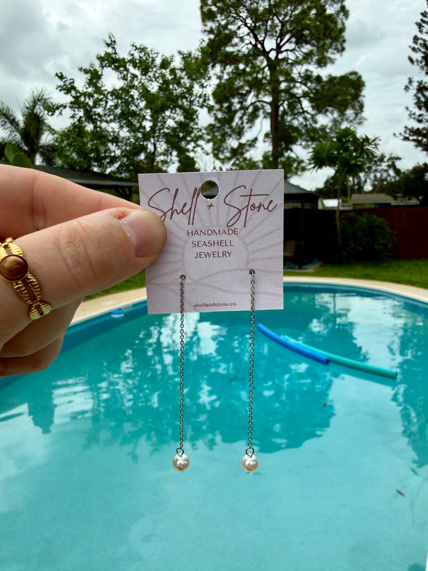 Sunset Pearl Drop Studs