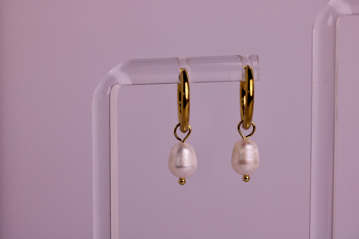 Pearl Drop Hoops