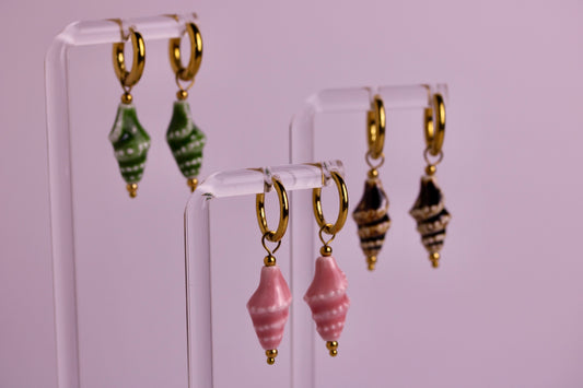 Ceramic Seashell Hoops in Various Colors