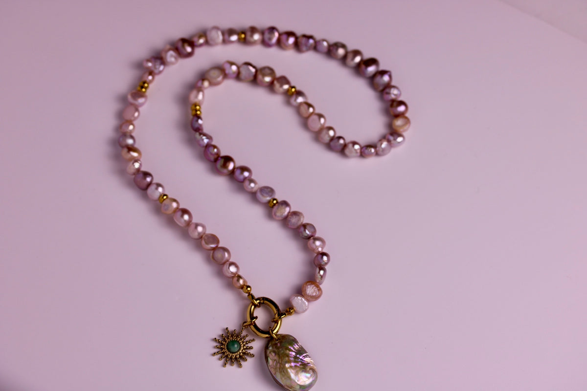 Sun + Sea Pearl Duo Necklace