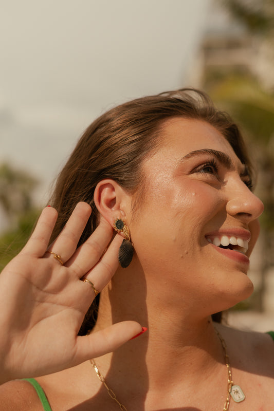 Black + White Sandy Studs