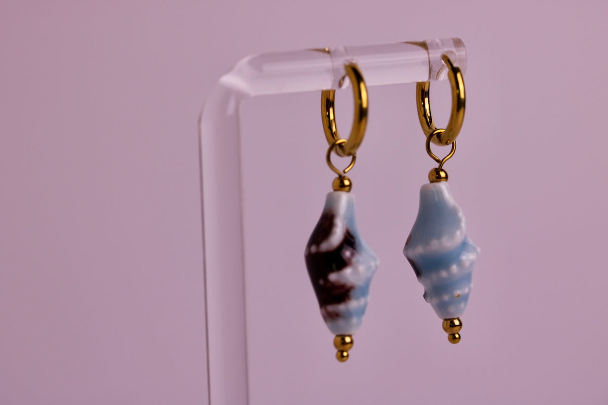 Ceramic Seashell Hoops in Various Colors