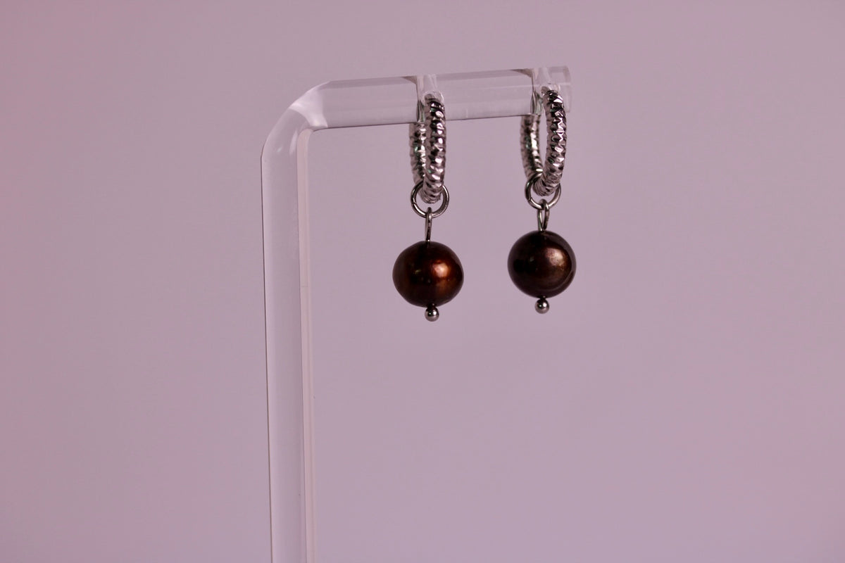Cocoa Pearl Hoops