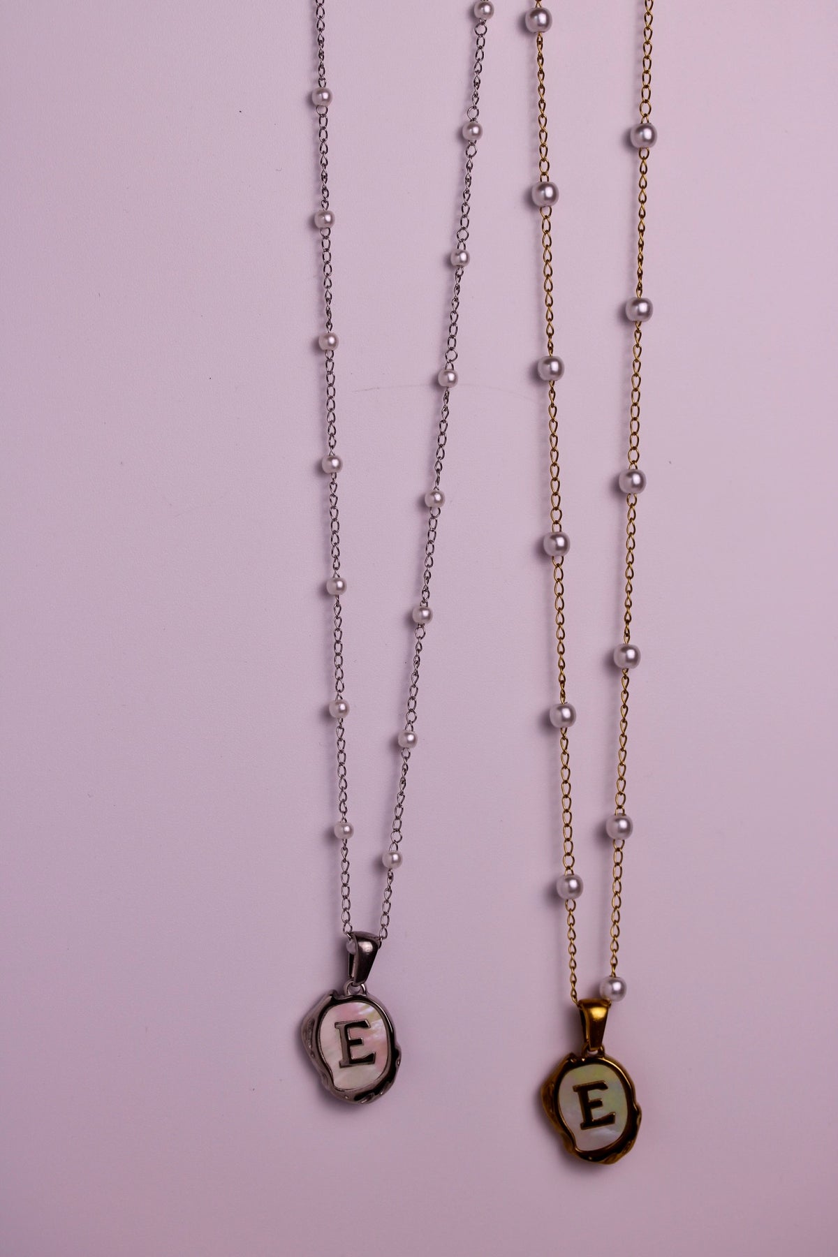 The Seaside Initial Necklace - Pearl Chain Edition