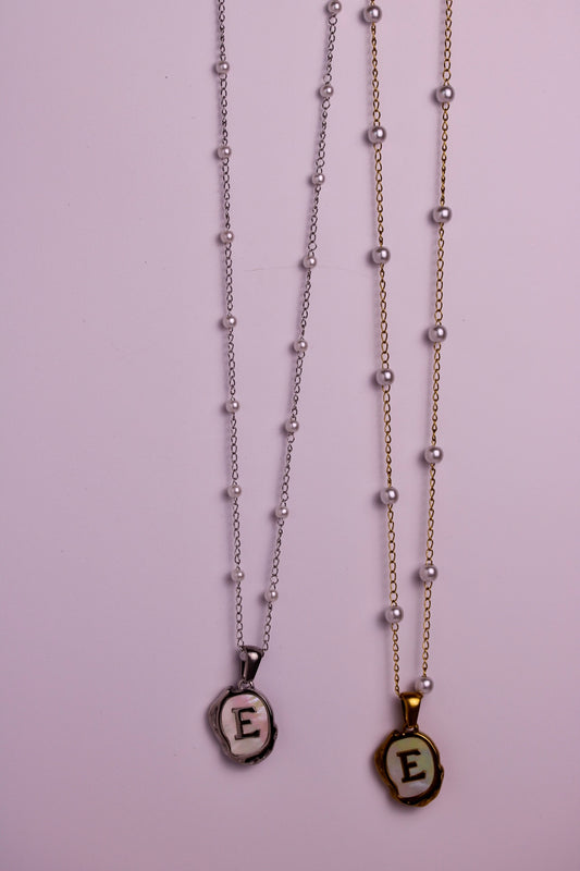 The Seaside Initial Necklace - Pearl Chain Edition