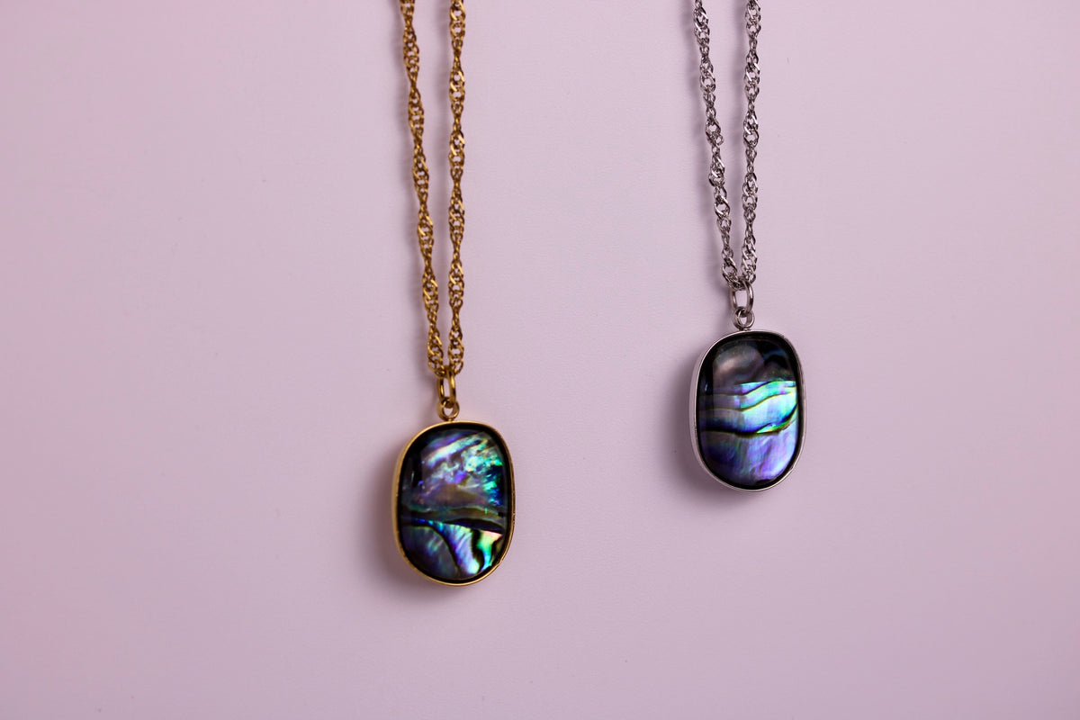 Abalone Necklace in Silver + Gold