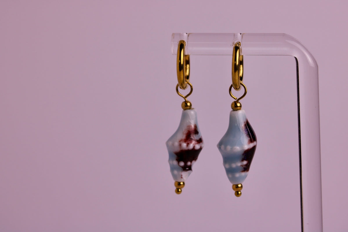 Ceramic Seashell Hoops in Various Colors