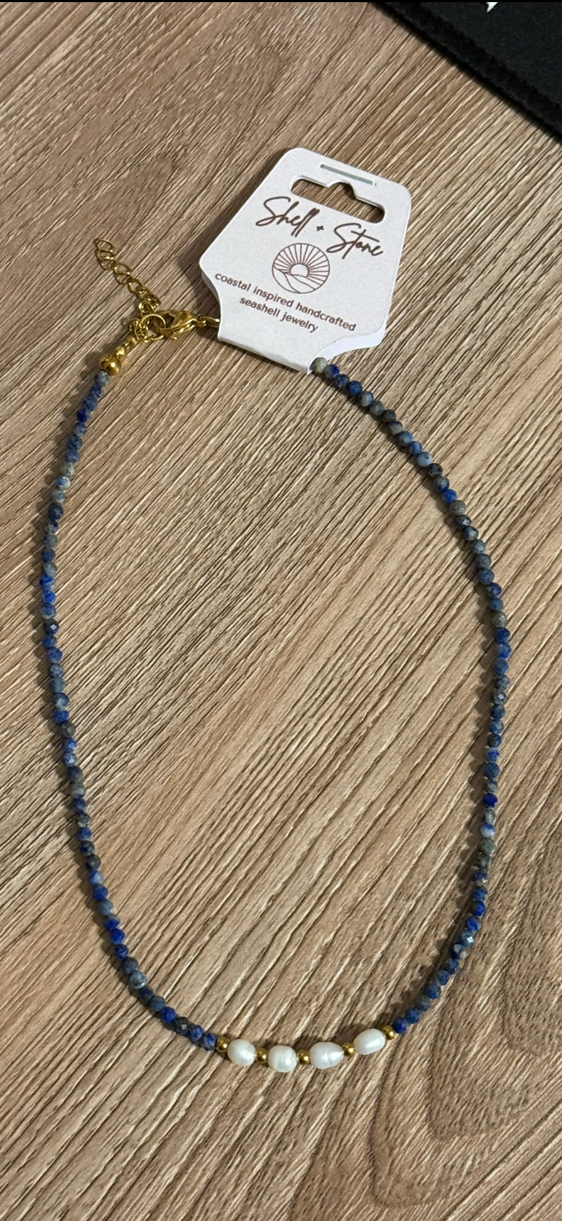 Lapis Lazuli Pearl Beaded Necklace
