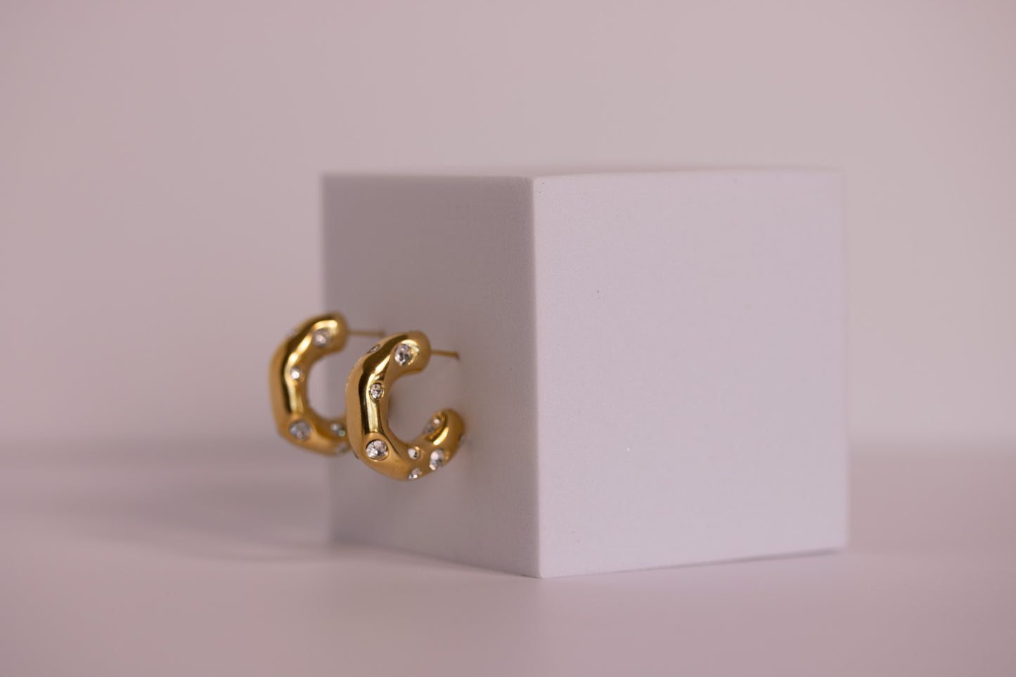 Shimmer Crest Hoops — Crystal Clear