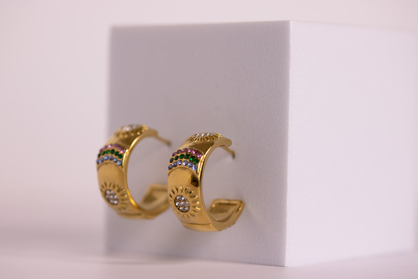 Solstice Gem Hoops — Gold + Silver