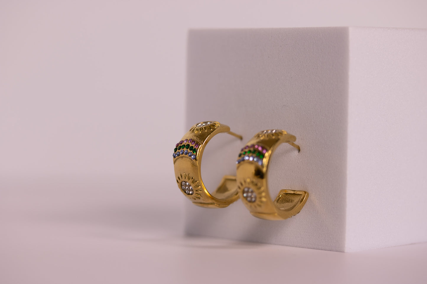 Solstice Gem Hoops — Gold + Silver