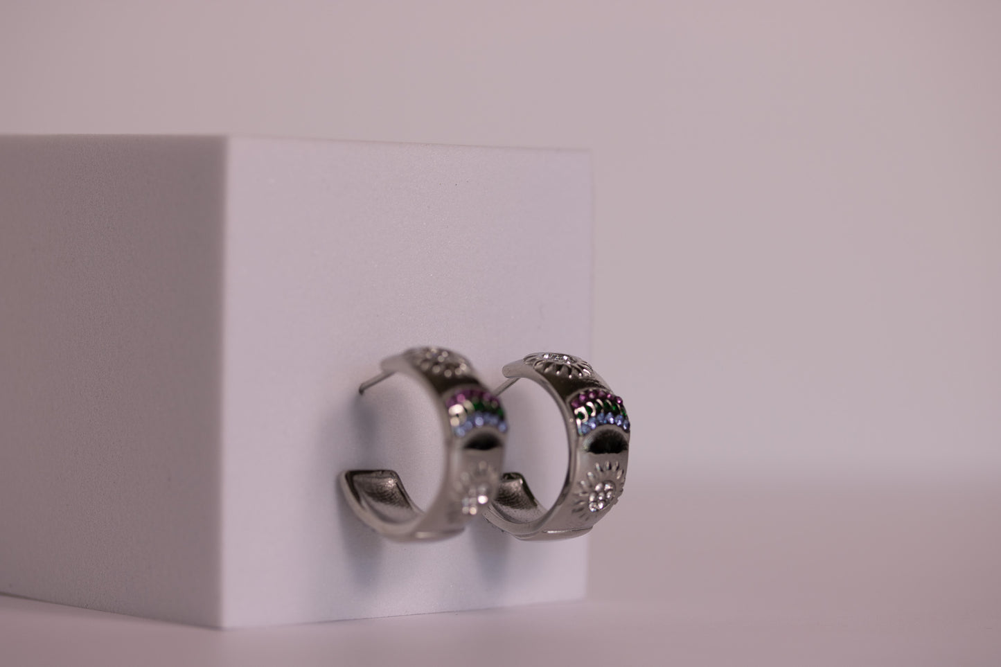 Solstice Gem Hoops — Gold + Silver