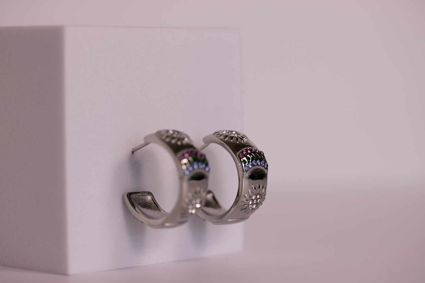 Solstice Gem Hoops — Gold + Silver