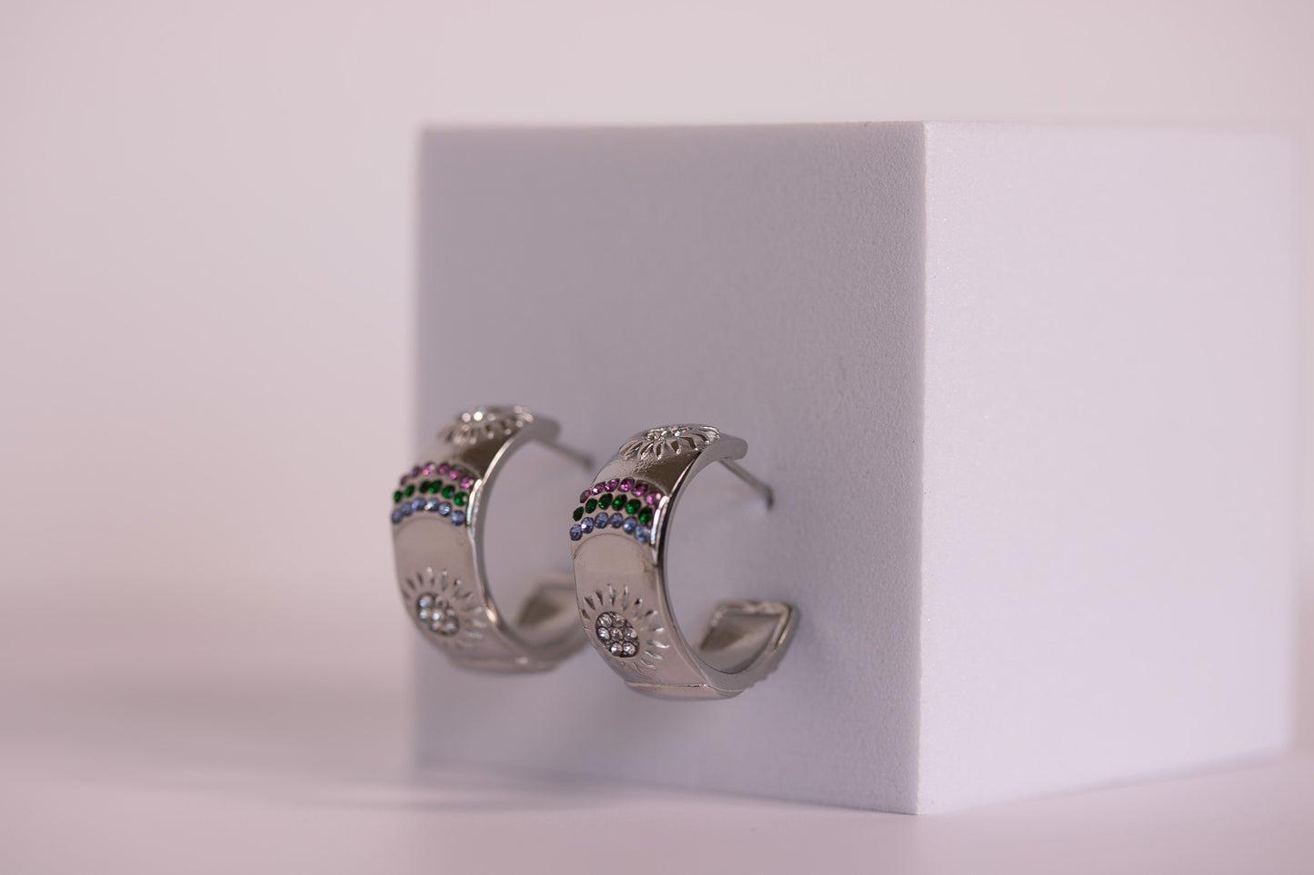 Solstice Gem Hoops — Gold + Silver