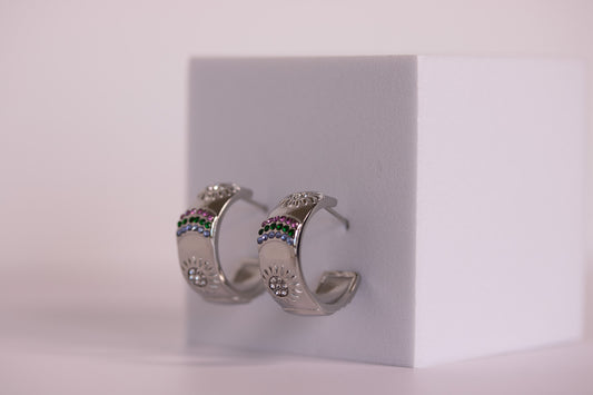 Solstice Gem Hoops — Gold + Silver