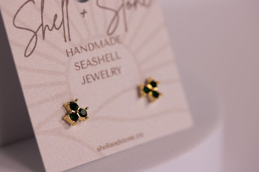 Sunpetal Petite Studs — Evergreen