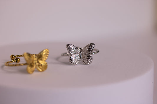 Butterfly Ring in Silver + Gold