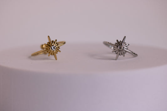 North Star Ring in Silver + Gold