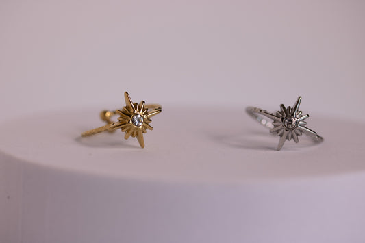 North Star Ring in Silver + Gold