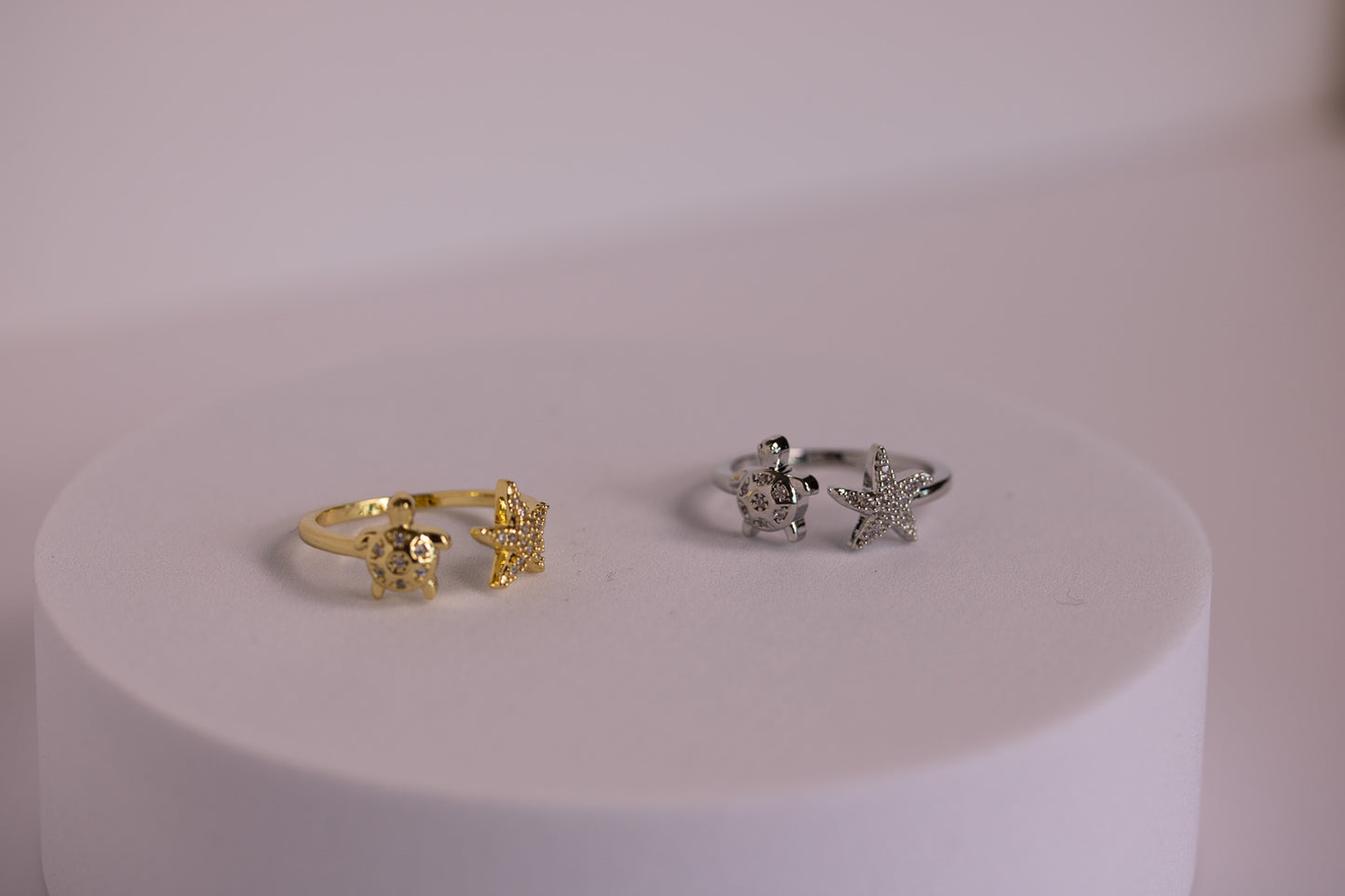 Turtle Tales Ring in silver + Gold