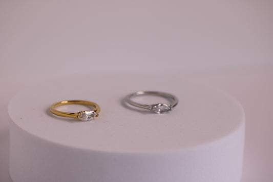 Coastal Marquise Ring in Silver + Gold