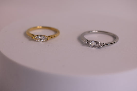 Coastal Marquise Ring in Silver + Gold