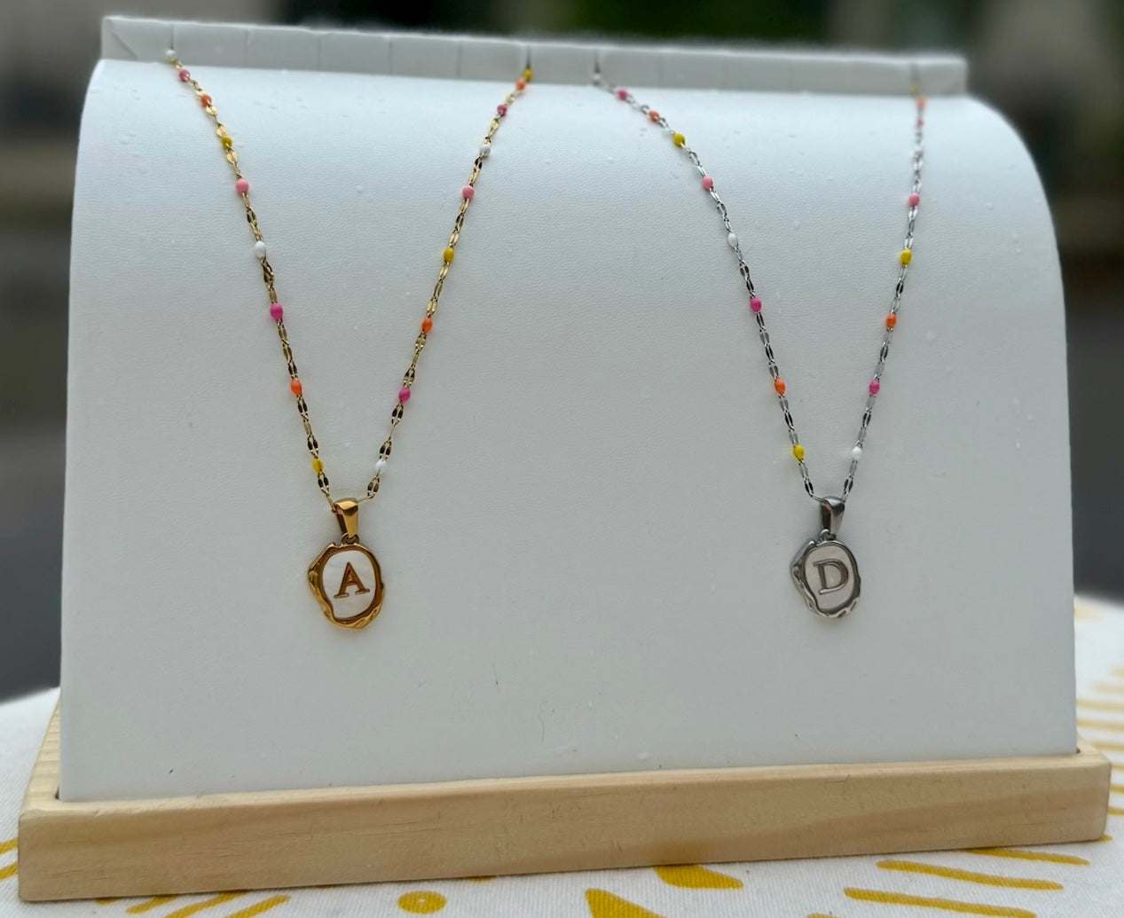 The Seaside Initial Necklace - Saltwater Confetti Edition