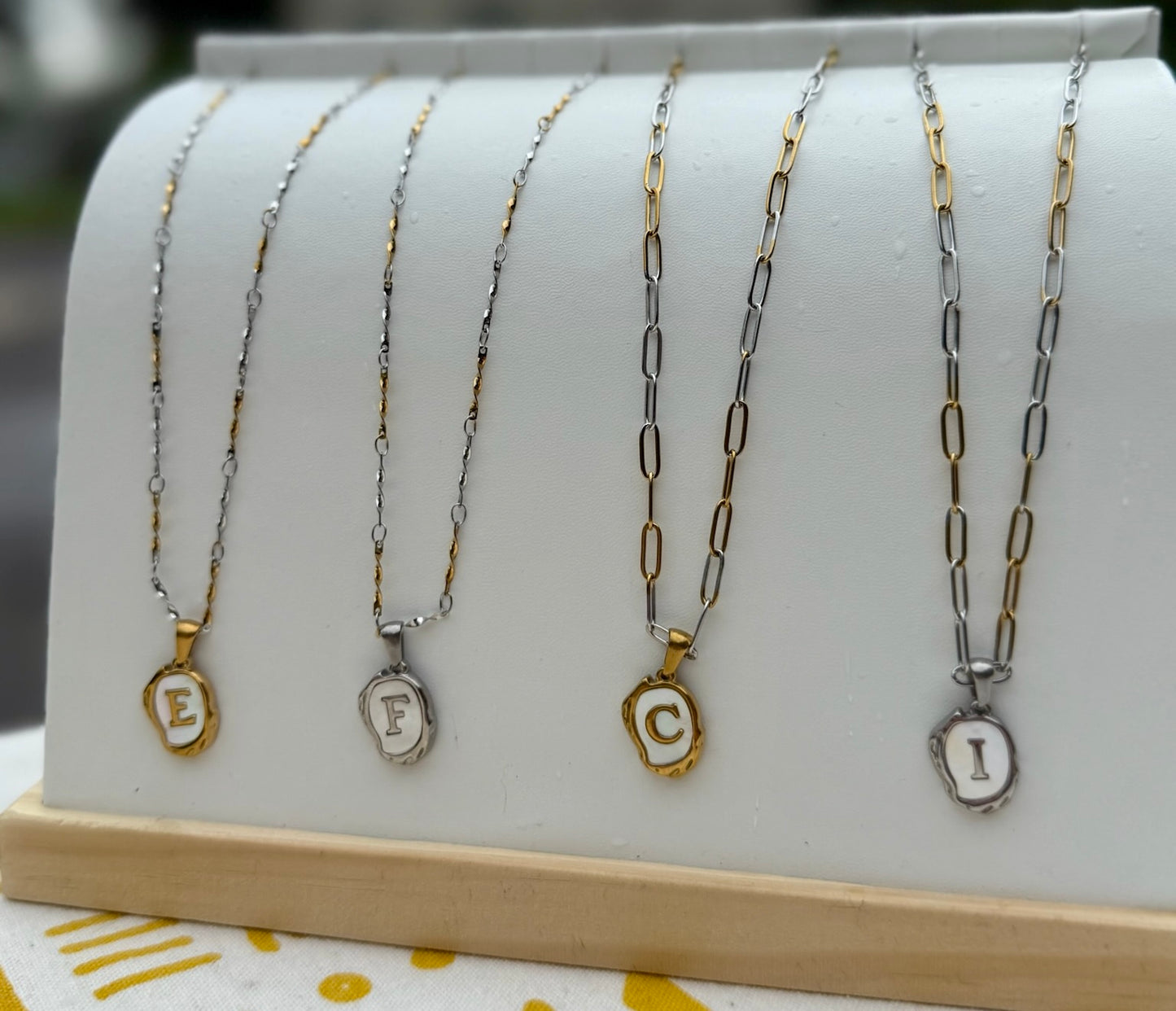 The Seaside Initial Necklace - Two Toned Sea Glaze Edition