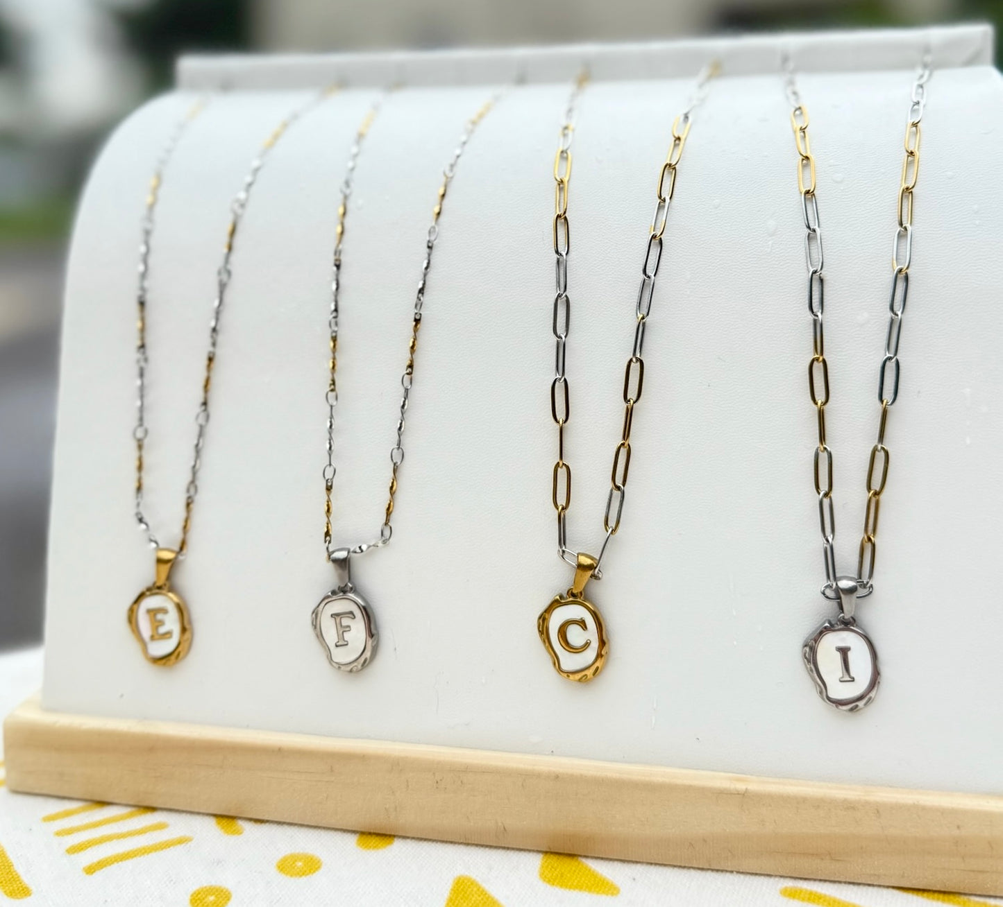 The Seaside Initial Necklace - Two Toned Sea Glaze Edition