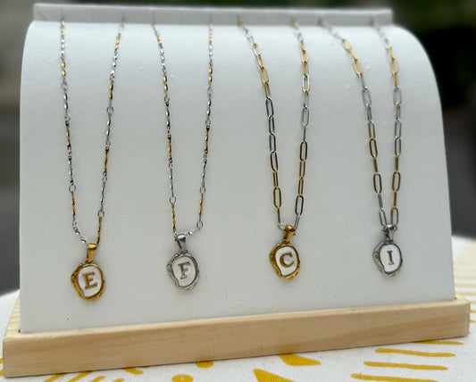 The Seaside Initial Necklace - Two Toned Sea Glaze Edition